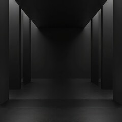 minimal and futuristic interiors with black background and black floor