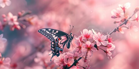 A beautiful butterfly perched on a tree branch, perfect for nature-themed designs - Powered by Adobe