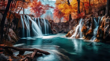 Breathtaking Autumn Waterfall Landscape