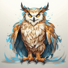 Watercolor Owl vector, clipart Illustration, Generative Ai