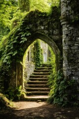 Enchanted Moss-Covered Archway