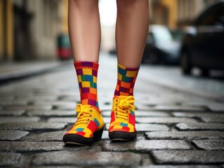 Colorful Patterned Socks and Shoes