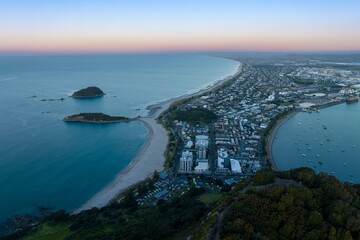 View of Mount Maunganui township from the summit, Bay Of Plenty, New Zealand