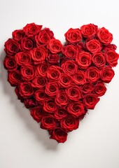 Heart-shaped arrangement of red roses