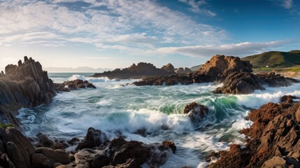 Obraz premium Dramatic Coastal Landscape with Crashing Waves