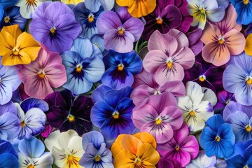 Rainbow Riot: A Kaleidoscope of Vibrant Pansies in a Colorful and Lively Pattern