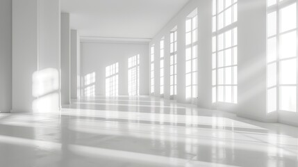white empty big interior with window reflection