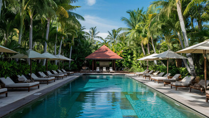 Vacation luxury resort swimming pool summer tropical relax	