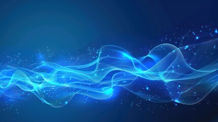 blue background with sound waves and lighting striking