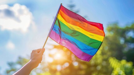 Pride in Motion: One Person Waving Rainbow Flag