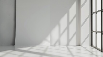 Obraz premium Shadow overlay effect background, light and shadow outside the window. Shadow overlay effect and model of natural lightning inside the room