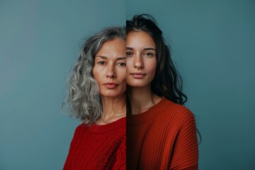 Fototapeta premium Active ageing emphasizes skincare science in age close up changes, boosting aging resistance and care.