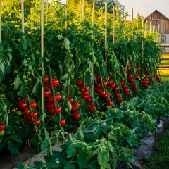 Tomatoes on the Vine on a Farm