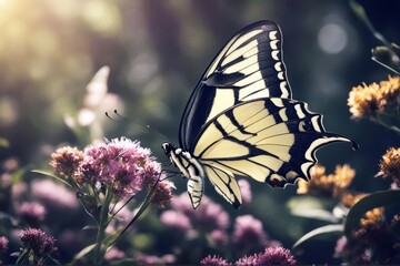 'swallowtail tiger metamorphosis butterfly marking life cycle nature morph insect larvae transformation transition yellow white pupa stage renewal imago closeup chrysalis creation black background'
