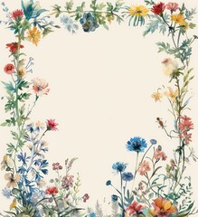 an illustrated notepad with watercolor floral elaborate borders