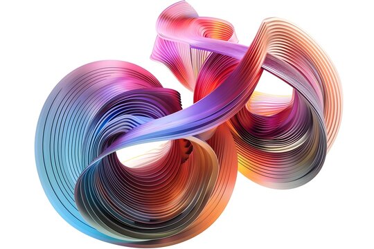 Holographic 3D abstract object isolated in white background.