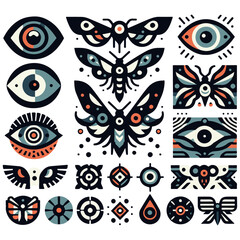 Fototapeta premium Mystical Symbols Vector Design Elements: Unlock Creative Power with Enigmatic Graphics