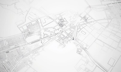 city map, transport infrastructure schemes, digital thin lines, geometric subtle elements, interface-like, white background