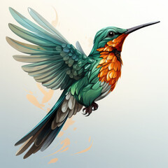 Obraz premium Watercolor Hummingbird vector, clipart Illustration, Generative Ai