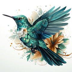 Obraz premium Watercolor Hummingbird vector, clipart Illustration, Generative Ai