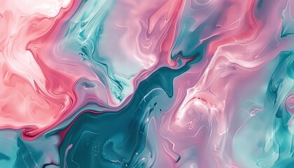 liquid marble fluid painting pink and teal swirly lunar ripples iridescent