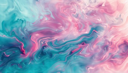 liquid marble fluid painting pink and teal swirly lunar ripples iridescent