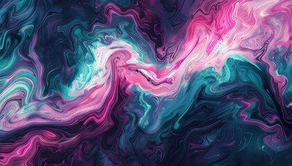 liquid marble fluid painting pink and teal swirly lunar ripples iridescent