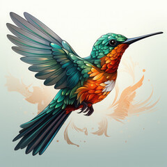 Obraz premium Watercolor Hummingbird vector, clipart Illustration, Generative Ai