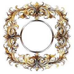 golden frame frame traditional tattoo style on white background