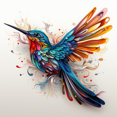 Fototapeta premium Watercolor Hummingbird vector, clipart Illustration, Generative Ai