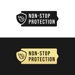 Non stop protection label or Non stop protection seal vector isolated. Non stop protection seal for websites, product packaging design and more.