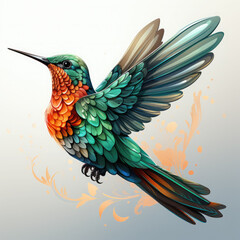 Obraz premium Watercolor Hummingbird vector, clipart Illustration, Generative Ai