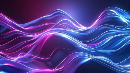 vibrant neon purple and blue wave abstract art