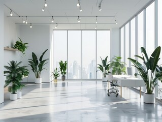 Fototapeta premium modern office with a lot of indoor plants