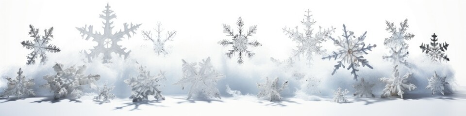 garland of snowdrifts and snowflakes. border. frame. New Year. Christmas.