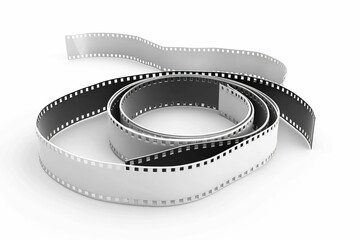 blank white film strip isolated on white background cinema and movie concept 3d rendering