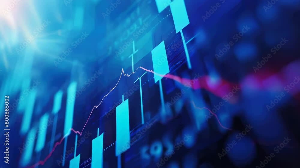 Poster a blue and red graph with numbers and symbols