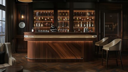 mahogany bar design in a sleek wooden elegance and refined ambiance