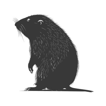 recommend clip art: Silhouette mole animal black color only full body 