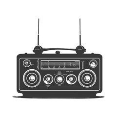 Silhouette old radio black color only full