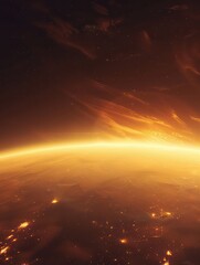 space spacecraft with interior orange light 