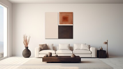 Contemporary simplicity: The wall hosts a minimalist painting, a beacon of understated beauty, inviting observers to appreciate the power of simplicity in art