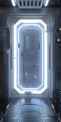 spacecraft door with neon lights