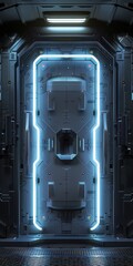spacecraft door with neon lights