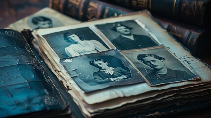 Old Book Covered in Vintage Photos