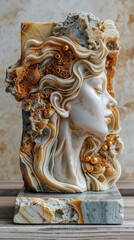 girl face with marble texture
