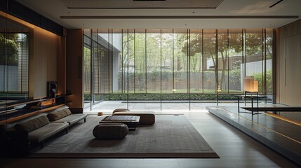 Interior design, an artistic Wabi-Sabi studio combining functionality with aesthetic imperfection, featuring handcrafted items and raw textures