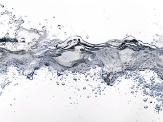 water and air bubbles over white background