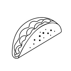 taco with tortilla shell, mexican food, cinco de mayo symbol, vector illustration