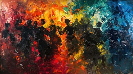 oil painting, a riot, abstract, munch style